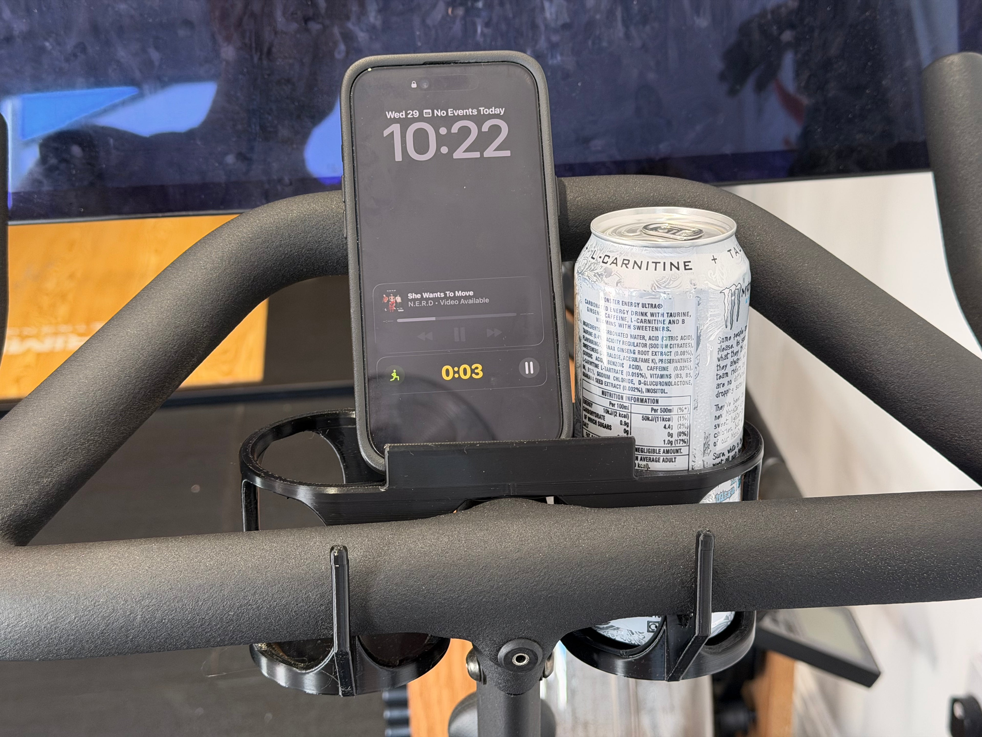 Dual drink can holders for Peloton Bike+